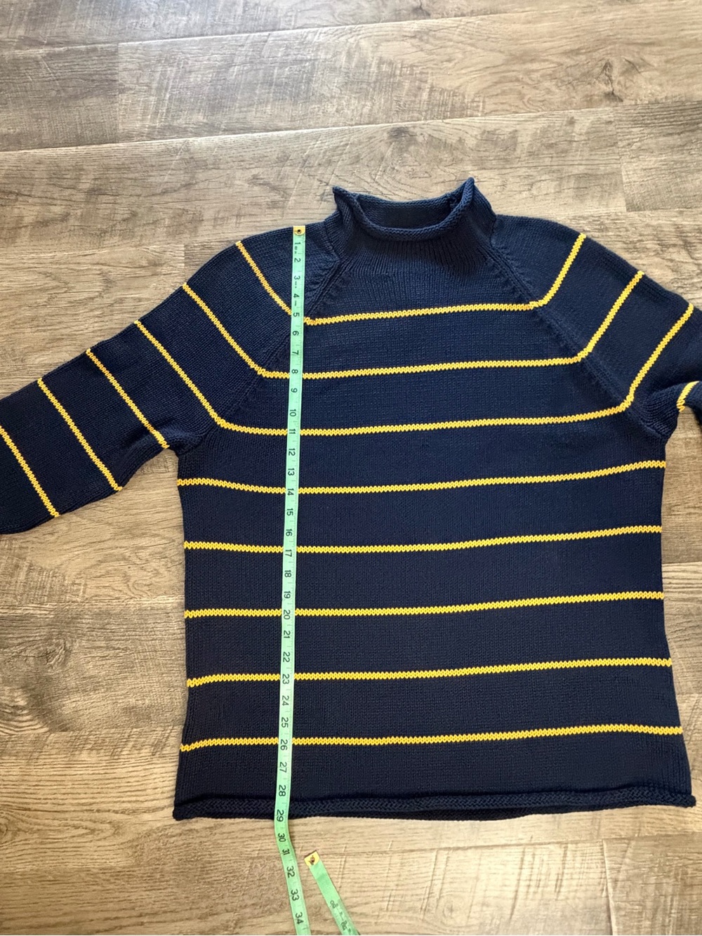 J.Crew 1988 Rollneck Stripe Cotton Sweater Navy Gold NWT Size L HO25 - Picture 4 of 8